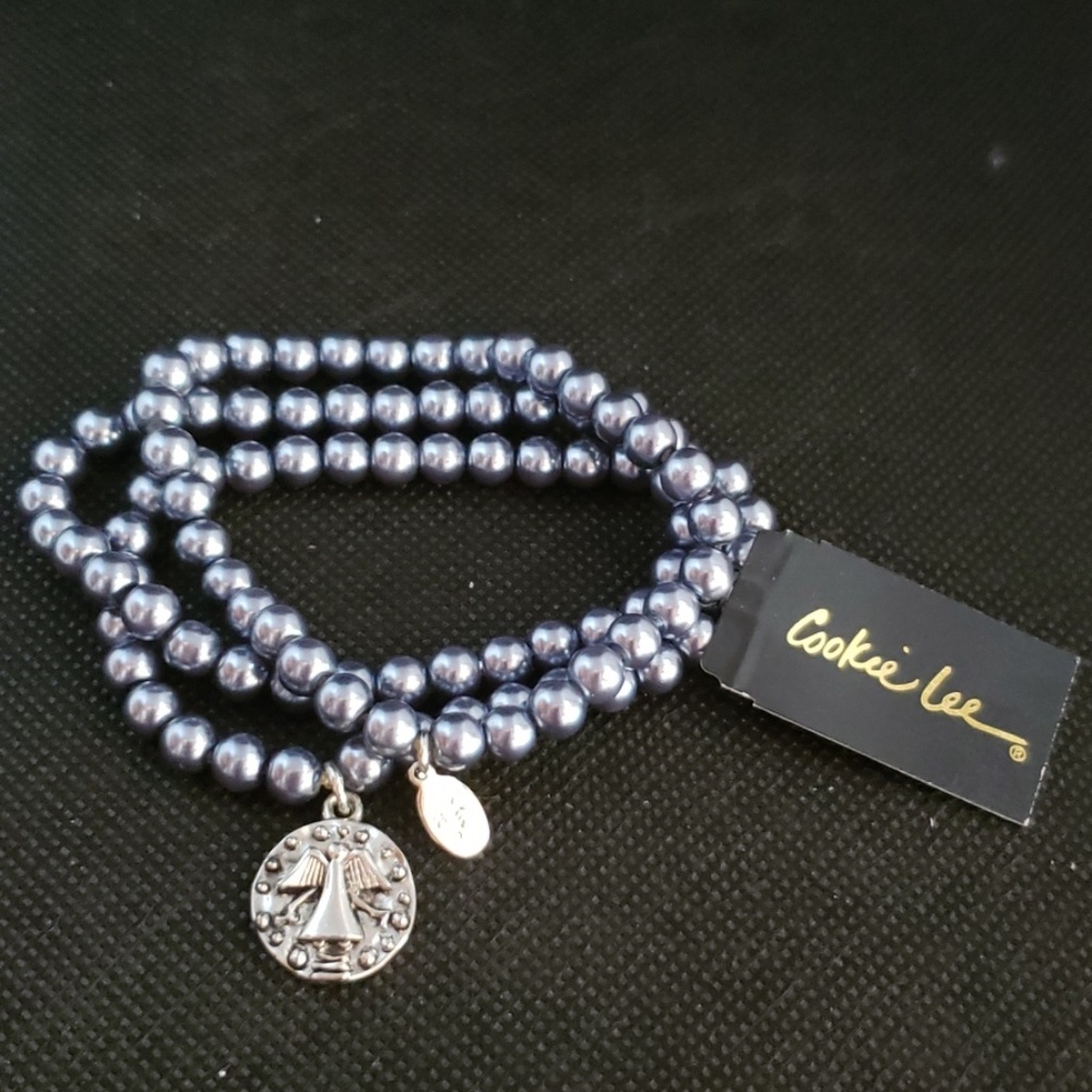 Cookie Lee stretch triple bead bracelet